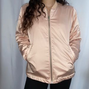 Derek lam x athleta pink silky bomber jacket